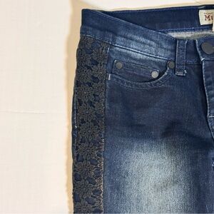 Mudd Y2K Inspired Whimsigoth Skinny Jeans Floral Lace Side Panels Juniors 3 Goth